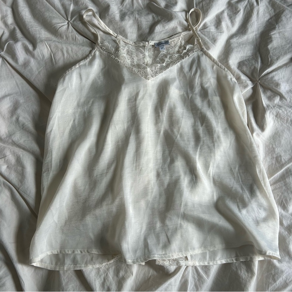 Kismet Small Elegant Cream Lace Trim Cami Top
